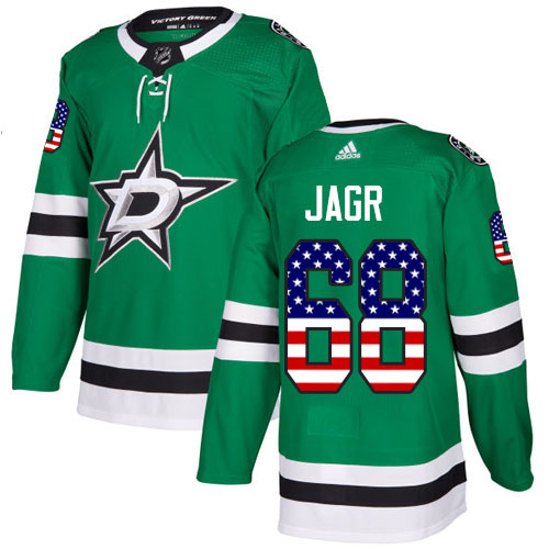 Adidas Stars #68 Jaromir Jagr Green Home Authentic USA Flag Stitched NHL Jersey